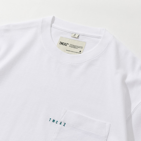 TMCAZ PocketTee [ホワイト] オーバーサイズ 半袖 ダブルポケット Tシャツ 綿100% 6枚目の画像