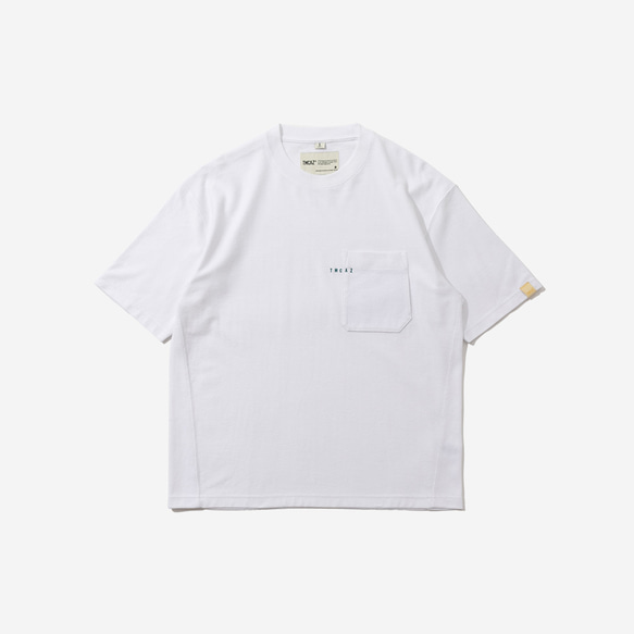 TMCAZ PocketTee [ホワイト] オーバーサイズ 半袖 ダブルポケット Tシャツ 綿100% 2枚目の画像