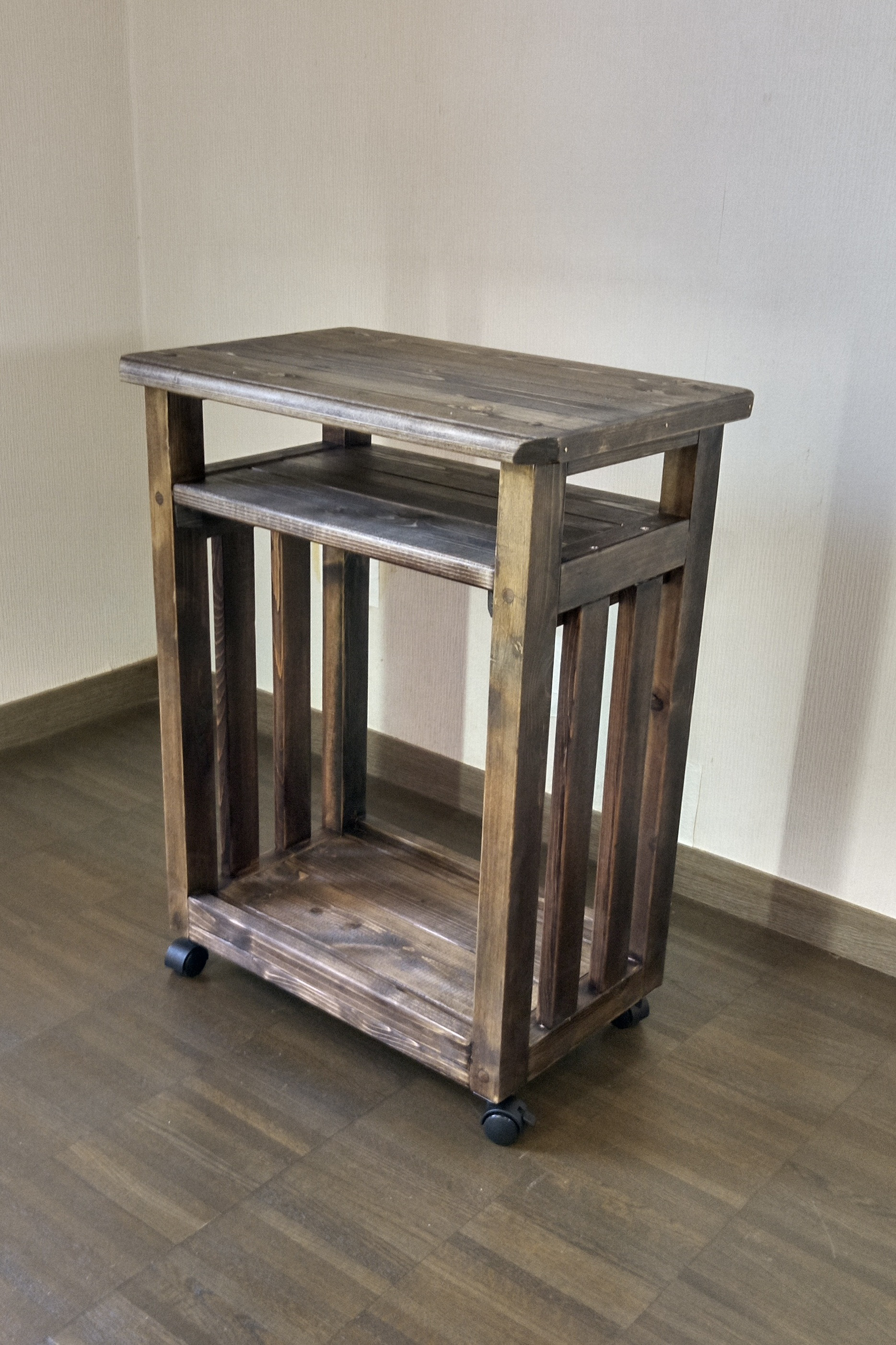 No74【ちょこっと】サイドテーブル・ワゴン、シェルフ、棚、高さ70cm,天然木、無垢 18,000円