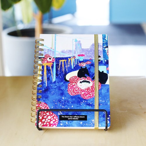 ラフレシアと獏 A6リングノート（ゴムバンド付き）方眼罫150ページ