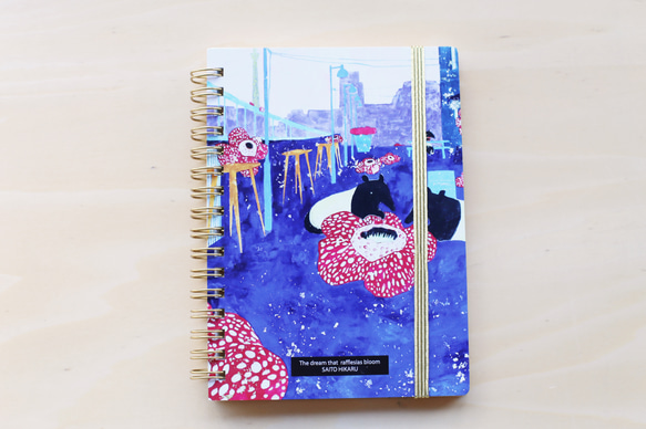 ラフレシアと獏 A6リングノート（ゴムバンド付き）方眼罫150ページ