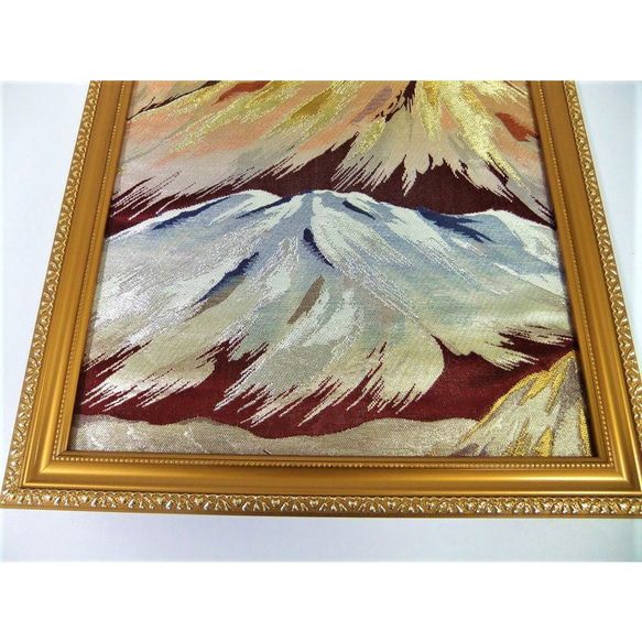 【ga005】帯リメイク品・遠山風景/額縁・展示品 6枚目の画像