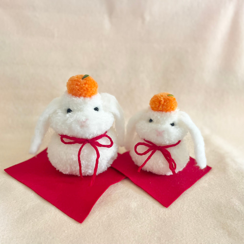 うさちゃん鏡餅 たれ耳（中） うさぎ ロップイヤー 鏡餅 kunchamy 通販