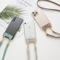 革屋が作る 名入れタグAndroidケース 【 シュリンクレザー × クリア 】 スマホショルダー レザー FS12K 14枚目の画像