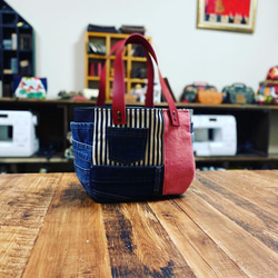 お取り置き商品　401 デニムリメイクバック　だるま型バック　大きめ　ベルト付き お取り置き商品 401 デニムリメイクバック だるま型バック