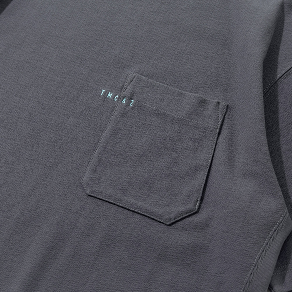 TMCAZ PocketTee [チャコールグレー] オーバーサイズ半袖ダブルポケットTシャツ 綿100% 4枚目の画像