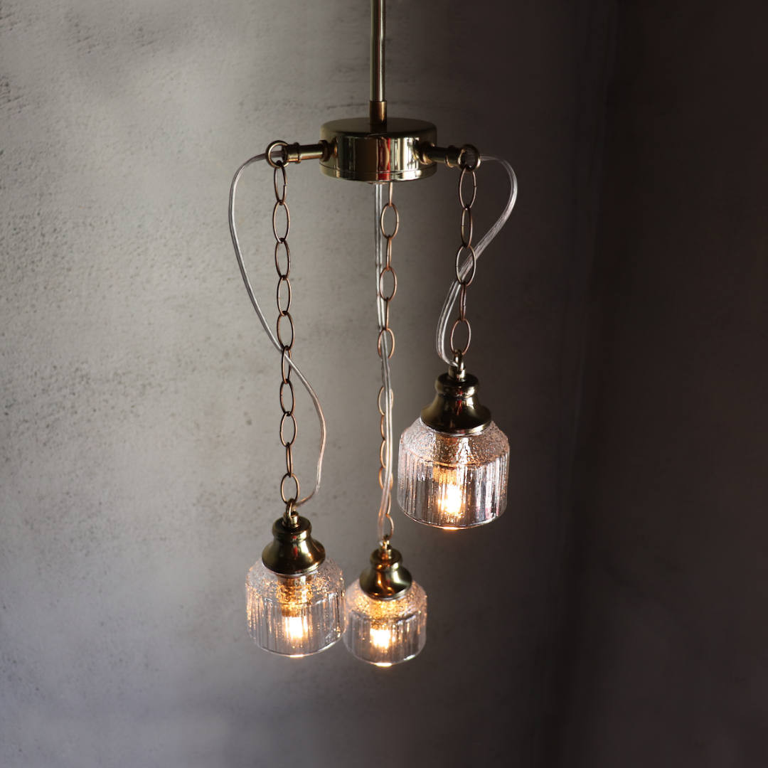 3灯ガラスペンダントライト天井照明B｜ミニガラスシェードスワッグ