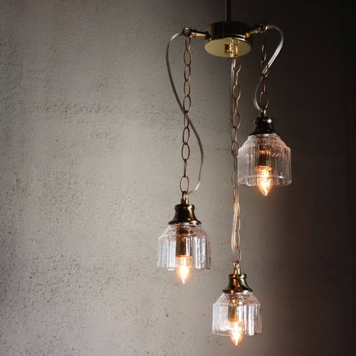 3灯ガラスペンダントライト天井照明B｜ミニガラスシェードスワッグ