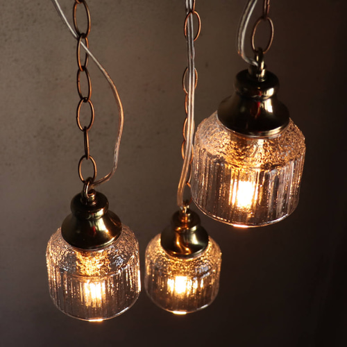 3灯ガラスペンダントライト天井照明B｜ミニガラスシェードスワッグ