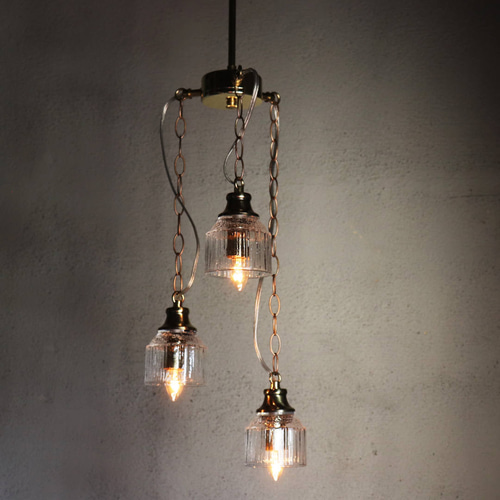 3灯ガラスペンダントライト天井照明B｜ミニガラスシェード