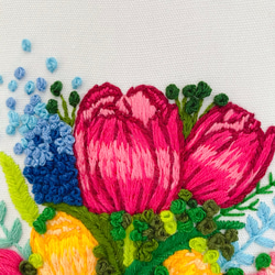 本格刺繍　ファブリックパネル　感謝　花束　ハンドメイド　プレゼント　お祝い　ギフト(フレーム付き) 3枚目の画像