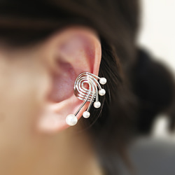 ERG-2126-R [2 pcs] 珍珠圓形耳夾耳環 第6張的照片