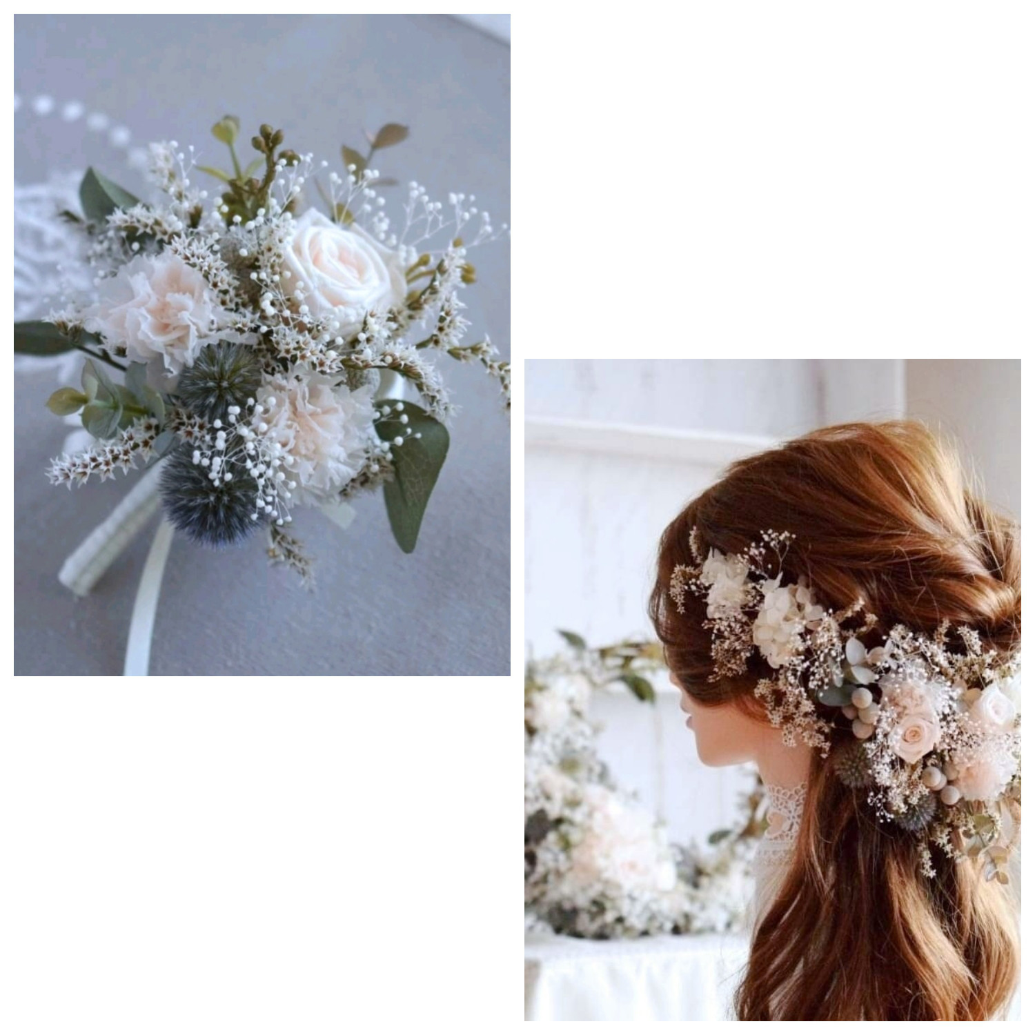 ⋆はるまみ様専用 お申込み欄⋆ くすみクリーム：野の花ヘッドドレス⋆ブートニア 2点set