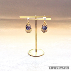 ☆ホタルガラス　ピアス　パープル☆ 紫　イヤリング　耳飾り　アクセサリー 2枚目の画像