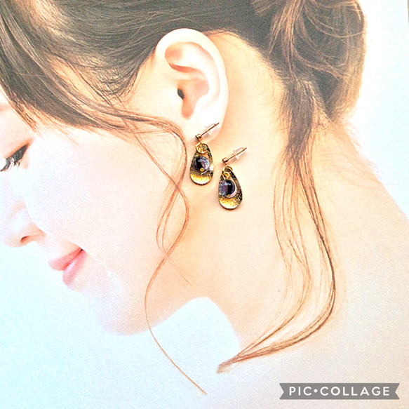 ☆ホタルガラス　ピアス　パープル☆ 紫　イヤリング　耳飾り　アクセサリー 5枚目の画像