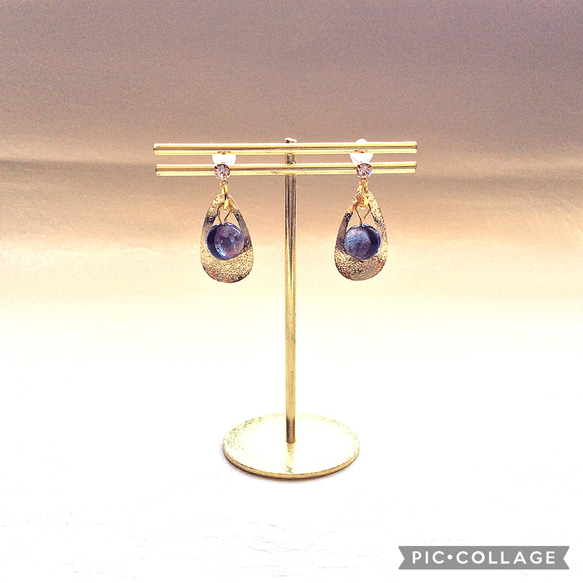 ☆ホタルガラス　ピアス　パープル☆ 紫　イヤリング　耳飾り　アクセサリー 3枚目の画像