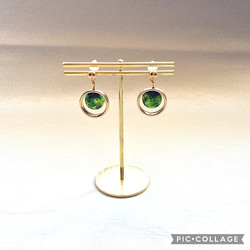 ☆ホタルガラス　ピアス　グリーン☆ 緑　イヤリング　耳飾り　アクセサリー 4枚目の画像