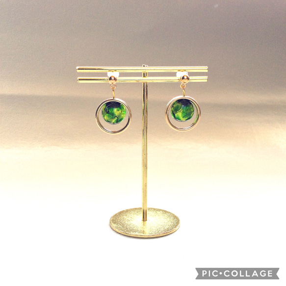 ☆ホタルガラス　ピアス　グリーン☆ 緑　イヤリング　耳飾り　アクセサリー 3枚目の画像
