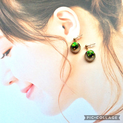 ☆ホタルガラス　ピアス　グリーン☆ 緑　イヤリング　耳飾り　アクセサリー 5枚目の画像