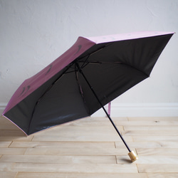 UV cut 折疊傘 月粉色 99.9% 防紫外線 163467 防曬防雨竹柄陽傘雨傘 第14張的照片