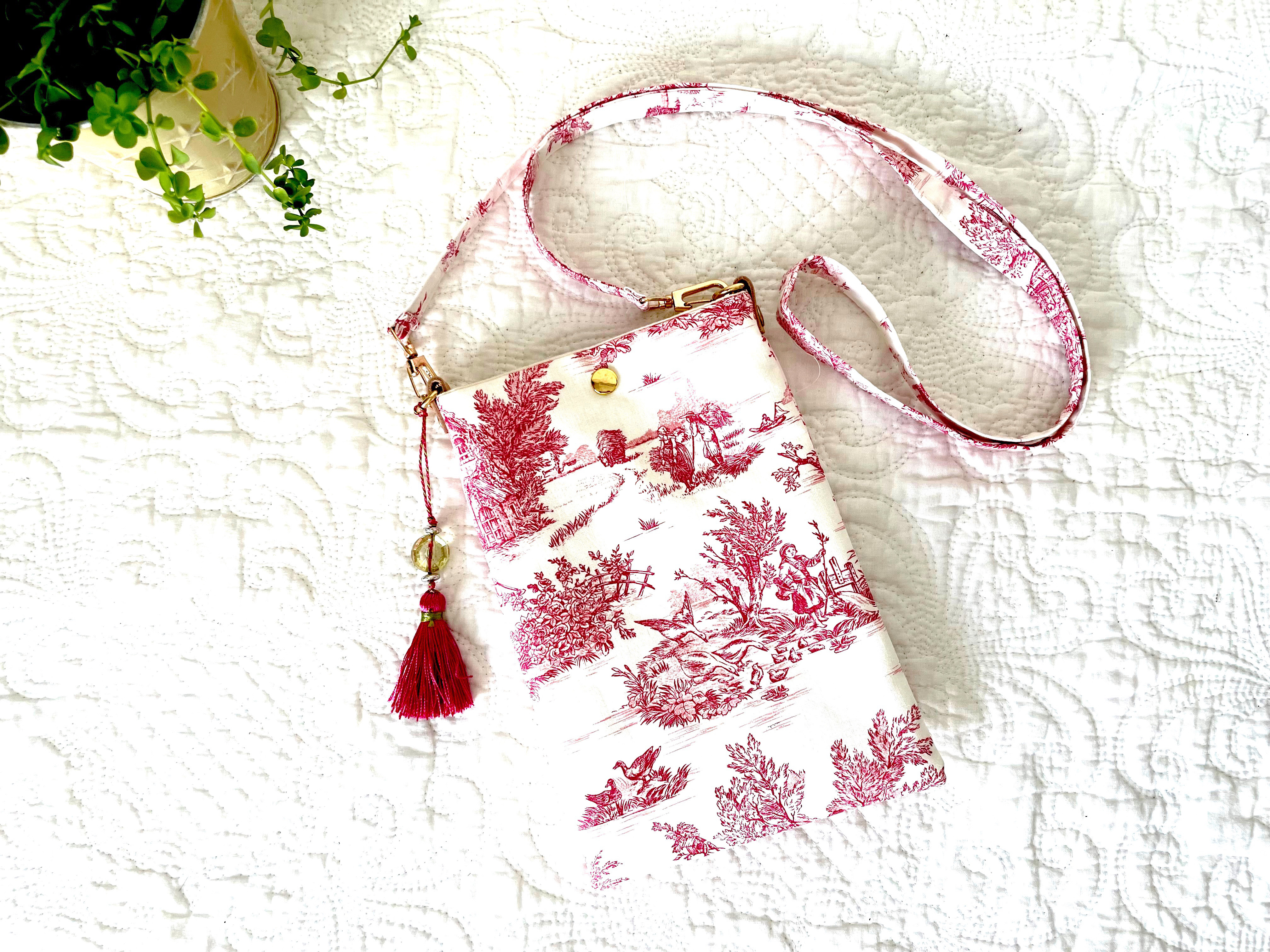 トワルドジュイ タッセル付き スマホポシェット レッド 《受注制作》