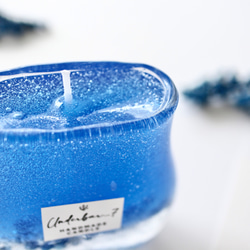 神秘のブルー　青のジェルキャンドル　レーヤード　ボトルキャンドル　アクアブルー　ソーダ　ボタニカル　たっぷり200ml 12枚目の画像