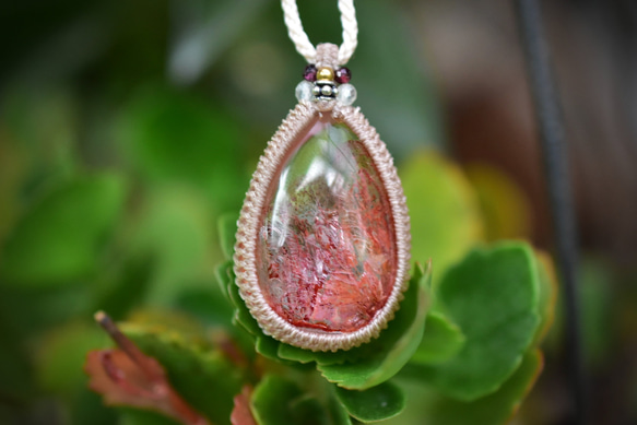 Full Schiller ★ Red ★ Quartz Twin Quartz Macrame Pendant 462 第9張的照片