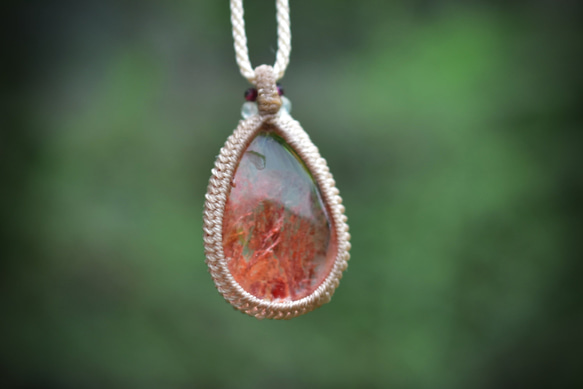 Full Schiller ★ Red ★ Quartz Twin Quartz Macrame Pendant 462 第7張的照片