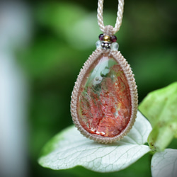 Full Schiller ★ Red ★ Quartz Twin Quartz Macrame Pendant 462 第5張的照片