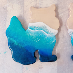 オーダー品！シーサー　オーシャンアートパネル　海　波アート　エポキシ　レジンアート　沖縄　お守り　グラデーション 8枚目の画像