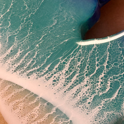 オーダー品！シーサー　オーシャンアートパネル　海　波アート　エポキシ　レジンアート　沖縄　お守り　グラデーション 5枚目の画像