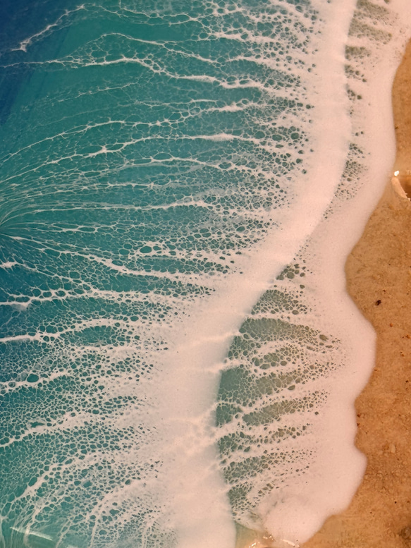 オーダー品！シーサー　オーシャンアートパネル　海　波アート　エポキシ　レジンアート　沖縄　お守り　グラデーション 12枚目の画像