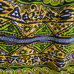 【送料無料】アフリカ布のタックギャザースカート＊ロングスカート＊緑系 6枚目の画像