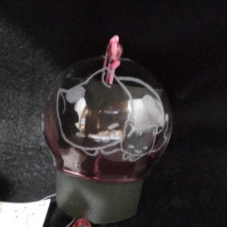 ピンクのグラデーション風鈴に親子の猫　グラスリッツェン 5枚目の画像