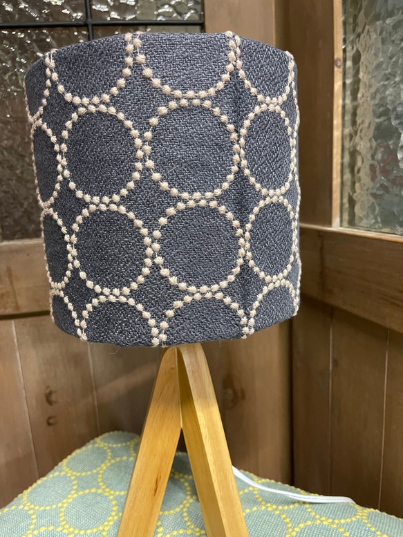 ★製作実績累計３００個を超えました。ネイビー最後の一点二枚合せ　ミナペルホネン 北欧 ランプ　希少色ネイビータンバリン size…高さ39 直径19使用可能電球…LED対応　100v/40w ラバーウッド