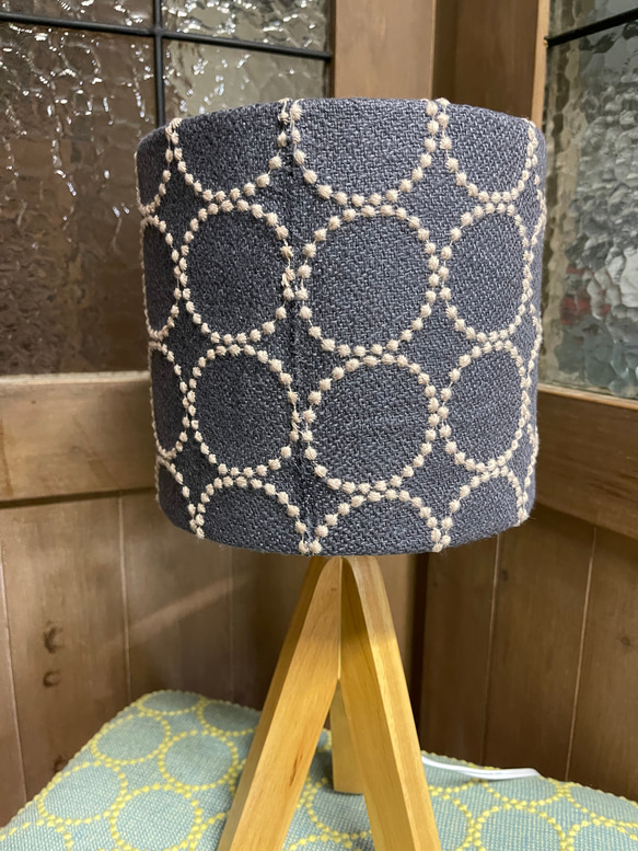 ★製作実績累計３００個を超えました。ネイビー最後の一点二枚合せ　ミナペルホネン 北欧 ランプ　希少色ネイビータンバリン size…高さ39 直径19使用可能電球…LED対応　100v/40w ラバーウッド