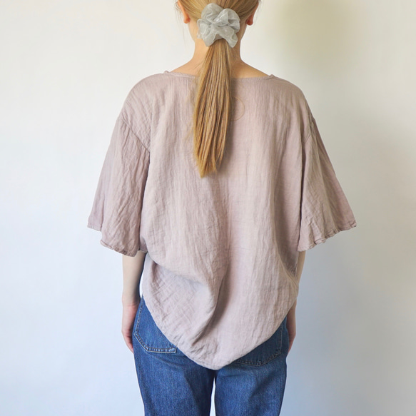 “夏日福袋”喇叭袖薄紗T卹/粉米色+氣球褲/米白色 第7張的照片