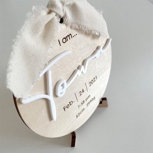 ○命名書 オーダー【アクリル】メモリアル プレート 木製 名前札