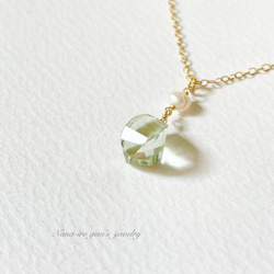 14kgf green amethyst × pearl necklace 2枚目の画像