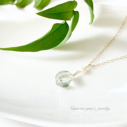 14kgf green amethyst × pearl necklace 3枚目の画像