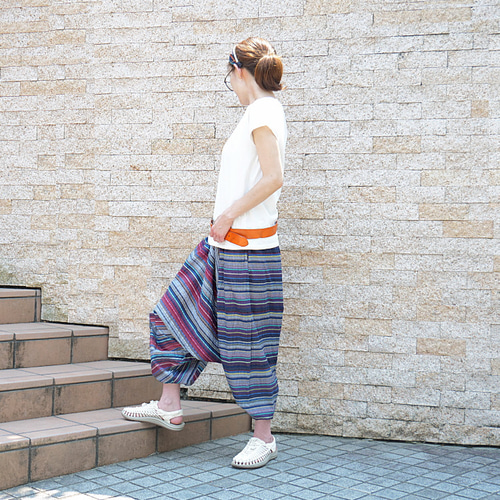 モユル　ストライプ　サルエルパンツ ばぶつん様専用センソユニコ 萌 MOYURU サルエルパンツ ストライプパンツ