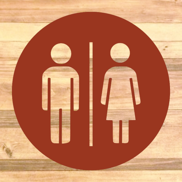 【TOILET・トイレ・RESTROOM・レストルーム】丸男女のシルエットが可愛いトイレサインステッカー♪ 12枚目の画像