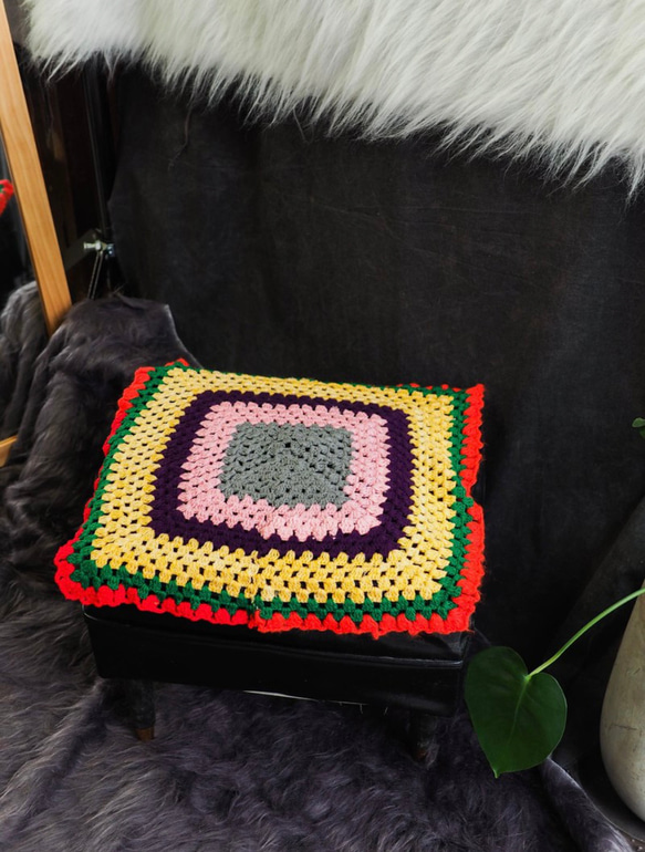 神奈川グレーパウダーレインボーウォームサンウォームカントリー手織り古代茎カラーユニバーサルウーブンパッドヴィンテージ 1枚目の画像