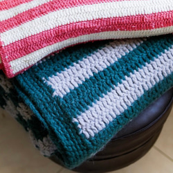 （頻繁な青緑）横縞の厚い毛布の丸太暖かい国手織りの古代のキルトカラフルなユニバーサル毛布ベッドカバーヴィンテージ 2枚目の画像