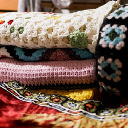 （率性藍綠）橫紋澎厚蓋毯日誌暖情鄉村手工編織古蕫 彩色萬用毯床罩 Vintage 第7張的照片