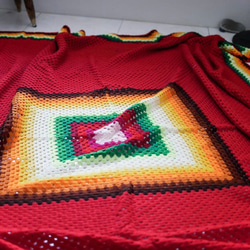 モダンな10代のハンドフックベッドカバー暖かい国手織りアンティークカラフルなユニバーサルブランケットベッドカバーヴィンテージ 2枚目の画像