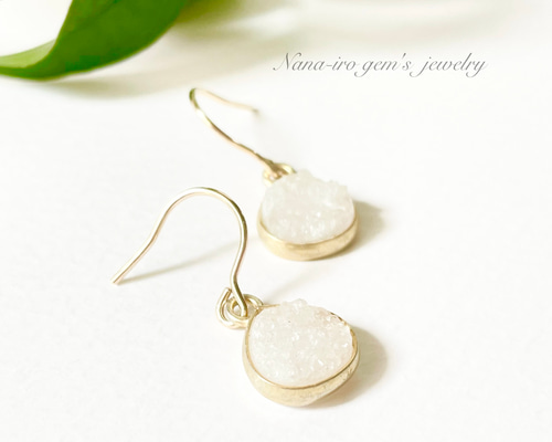 ナナ❤️ 14kgf ピアス 14kgf druzyquartz pierce ピアス（フック・チェーン） Nana-iro gem