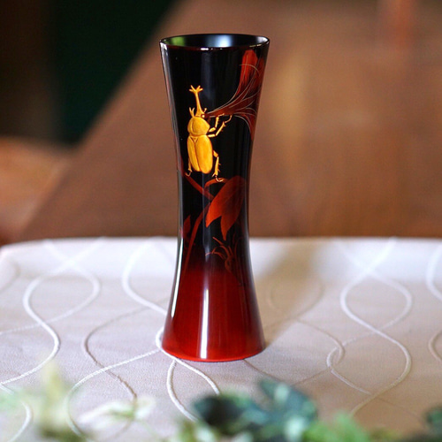 漆 酒器 花入れ エレガント シック 蒔絵 カブトムシ プレゼント 漆器