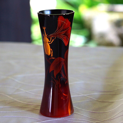 漆 酒器 花入れ エレガント シック 蒔絵 カブトムシ プレゼント 漆器