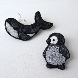 ペンギンをモチーフにしたオートクチュール刺繍のブローチ、マエル。 6枚目の画像